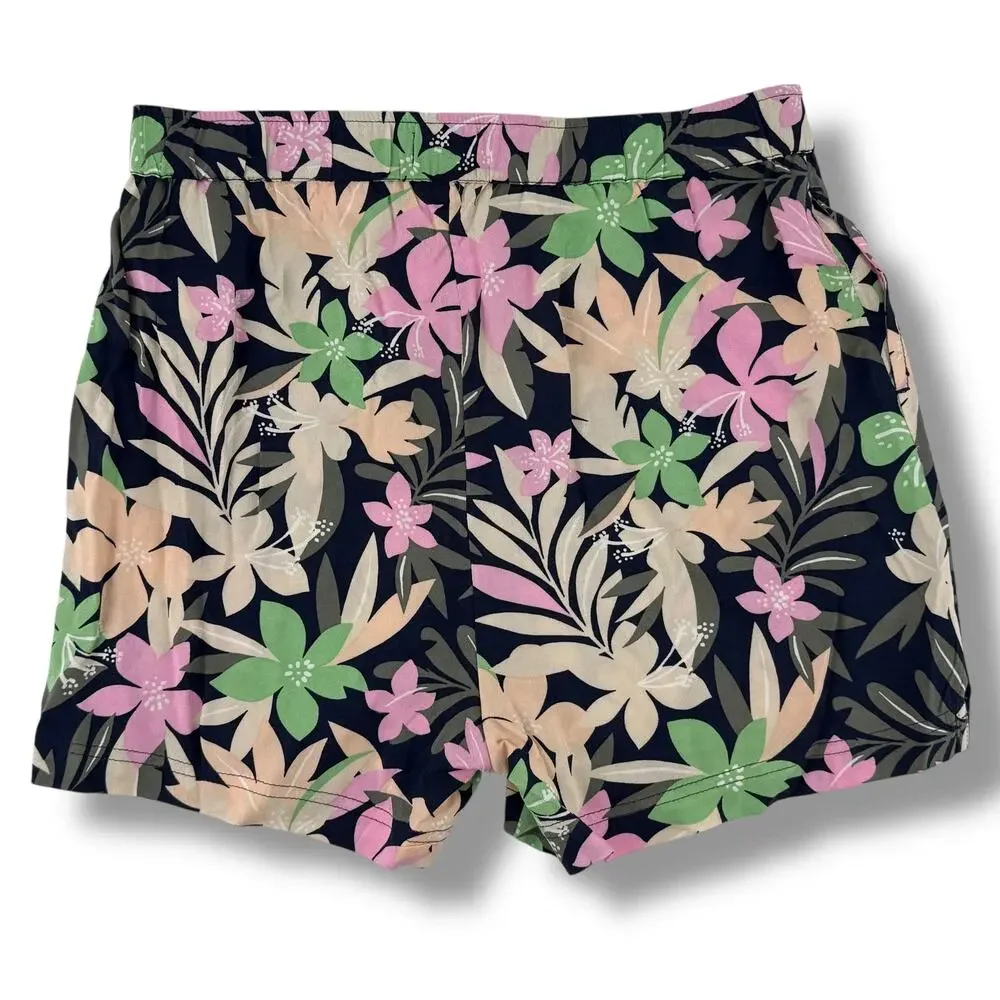 Roxy Blue Ocean Floor Floral Print Shorts Girls Size XXL 16 Pull On Pockets 3